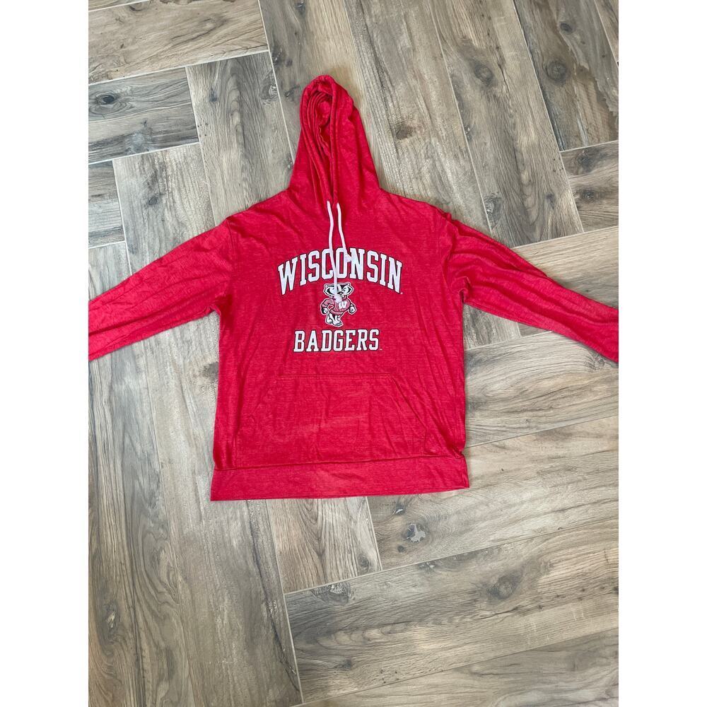 Vintage Blue 84 Wisconsin Badgers Long Sleeved Red Hoodie with Pocket Large